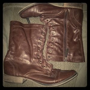 Dark brown combat boots
